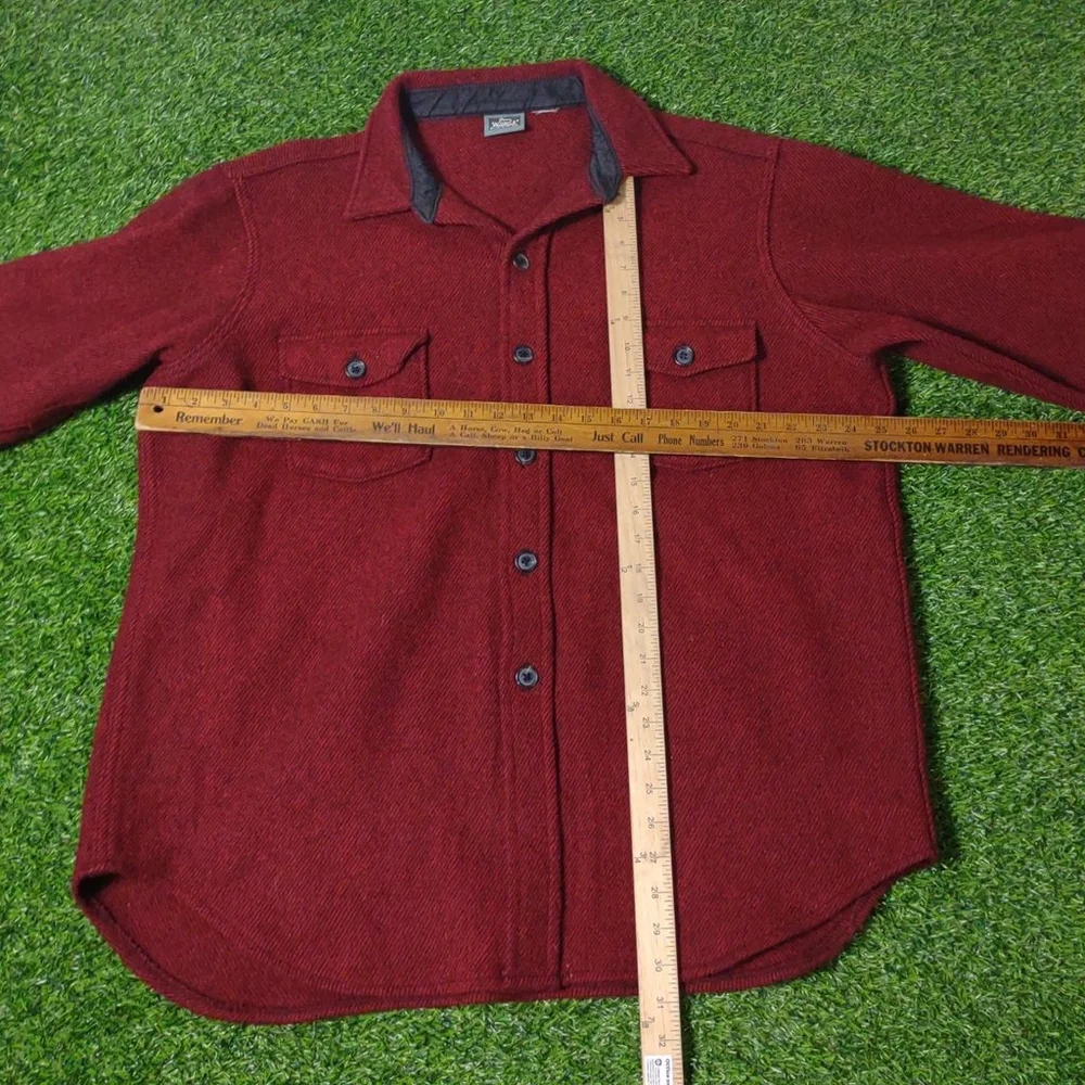 VINTAGE WOOLRICH BUTTON DOWN SHIRT SIZE XL BUTTON UP RED BLACK KNIT HERRINGBONE - Picture 5 of 6